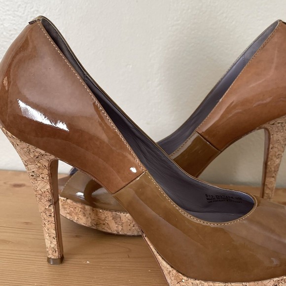 Cole Haan High Heels Pumps Size 9 Nike Air Cork Platform Leather Peep Toe Shoe - Picture 6 of 12